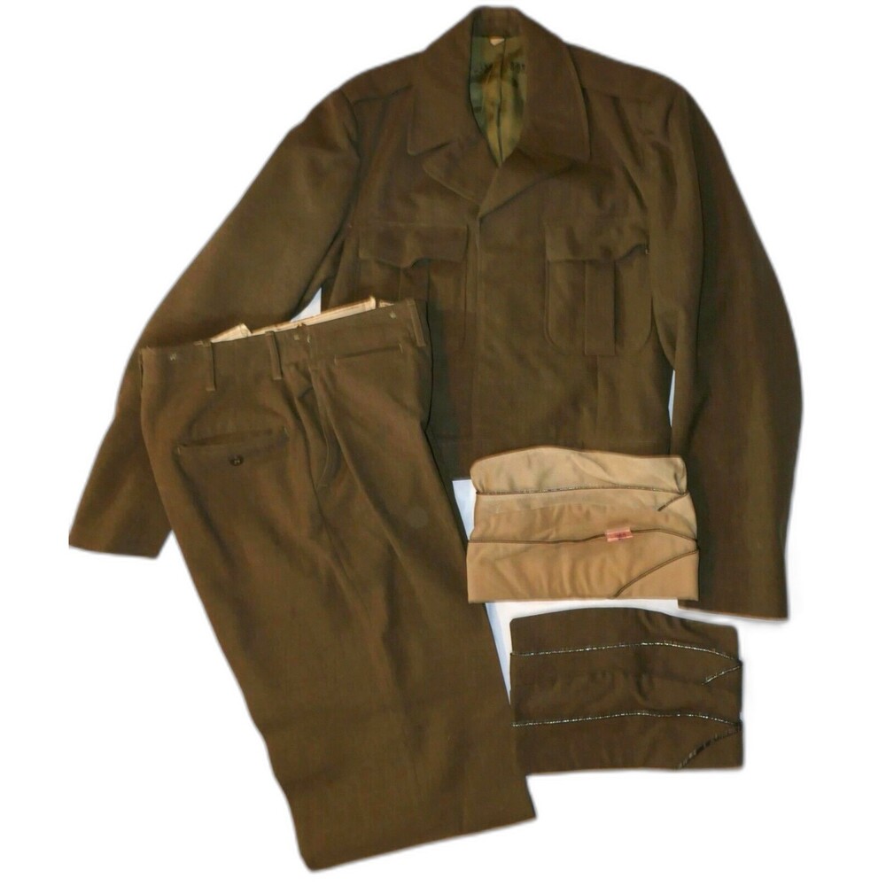 Herman Oritsky 1950s US Military Wool Uniform Field Jacket Pant Set Caps Ike